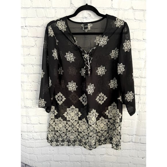 Tops - A.N.A LADIES LONG‎ SLEEVE PRINT TUNIC SZ (S) EUC